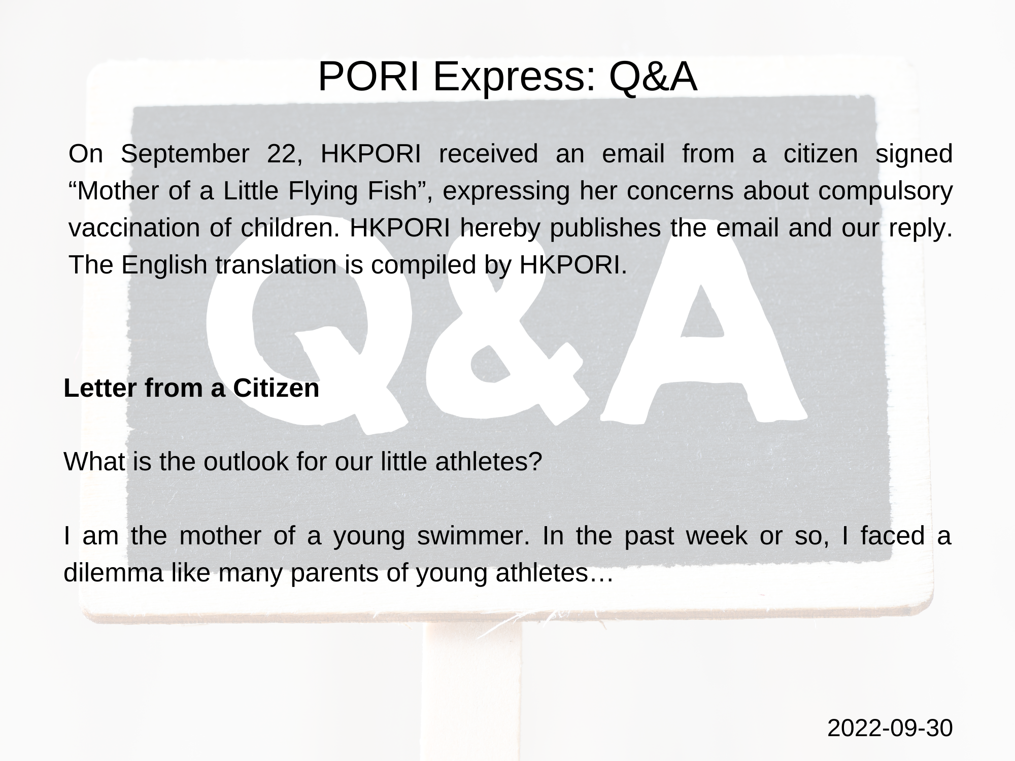 PORI Express: Q&A